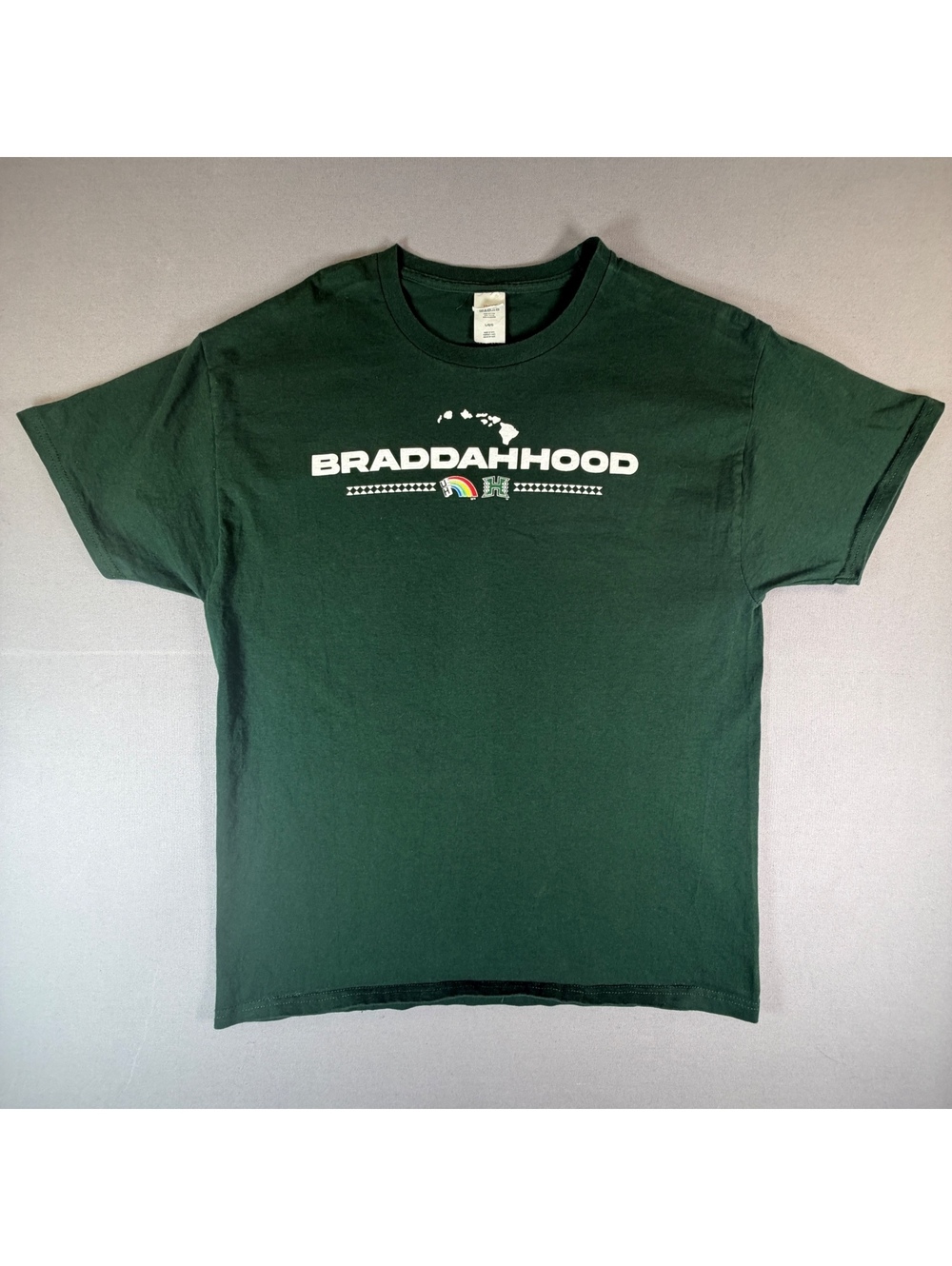 University Hawaii Rainbow Warriors Shirt L Green Braddahood Football Graphic Tee